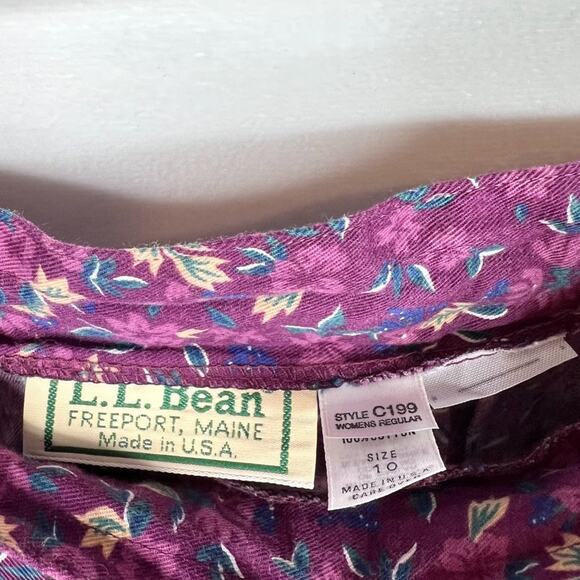 Vintage L.L. Bean Purple Floral Midi Skirt 10 - Picture 4 of 8